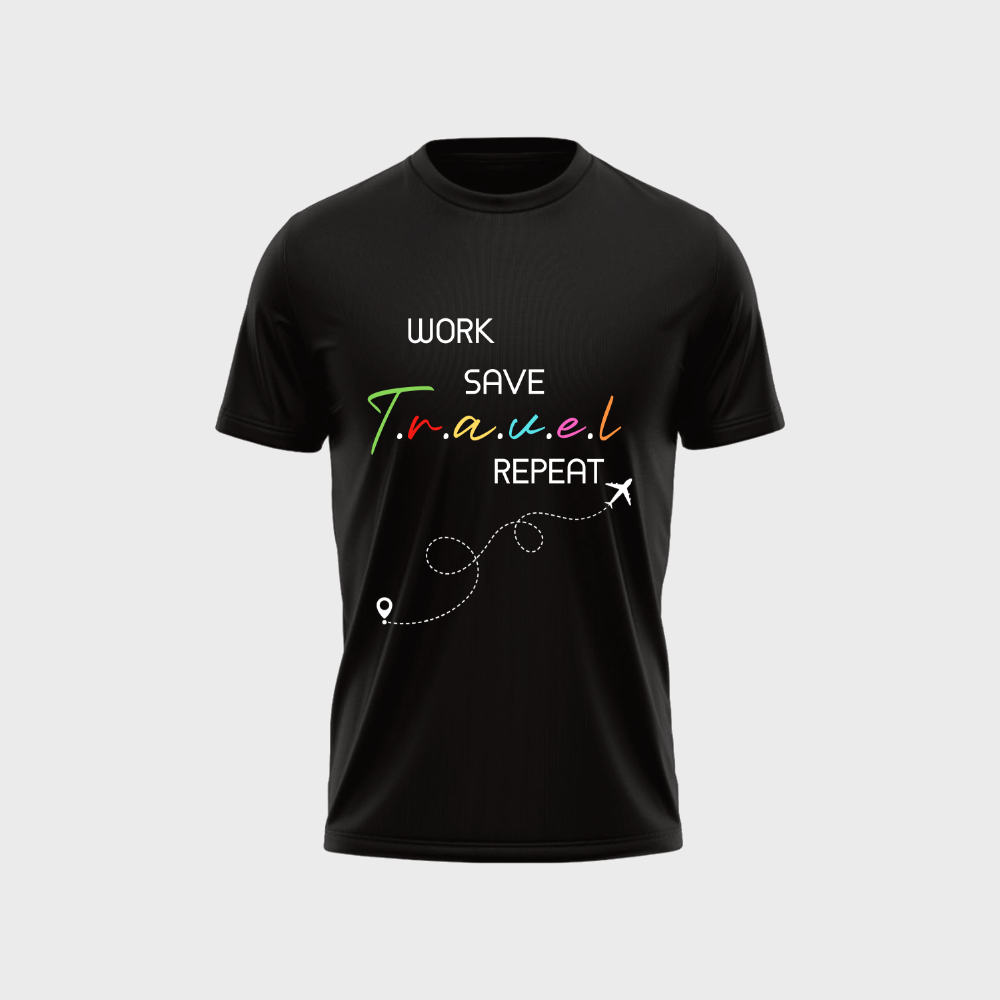 WORK SAVE TRAVEL REPEAT  Unisex Classic Crew T-Shirt
