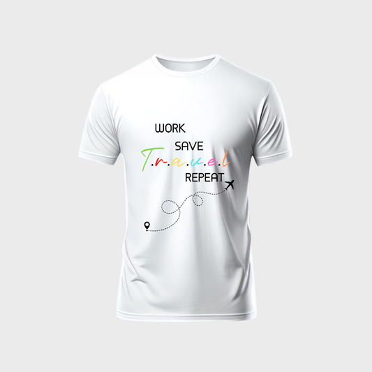 WORK SAVE TRAVEL REPEAT  Unisex Classic Crew T-Shirt