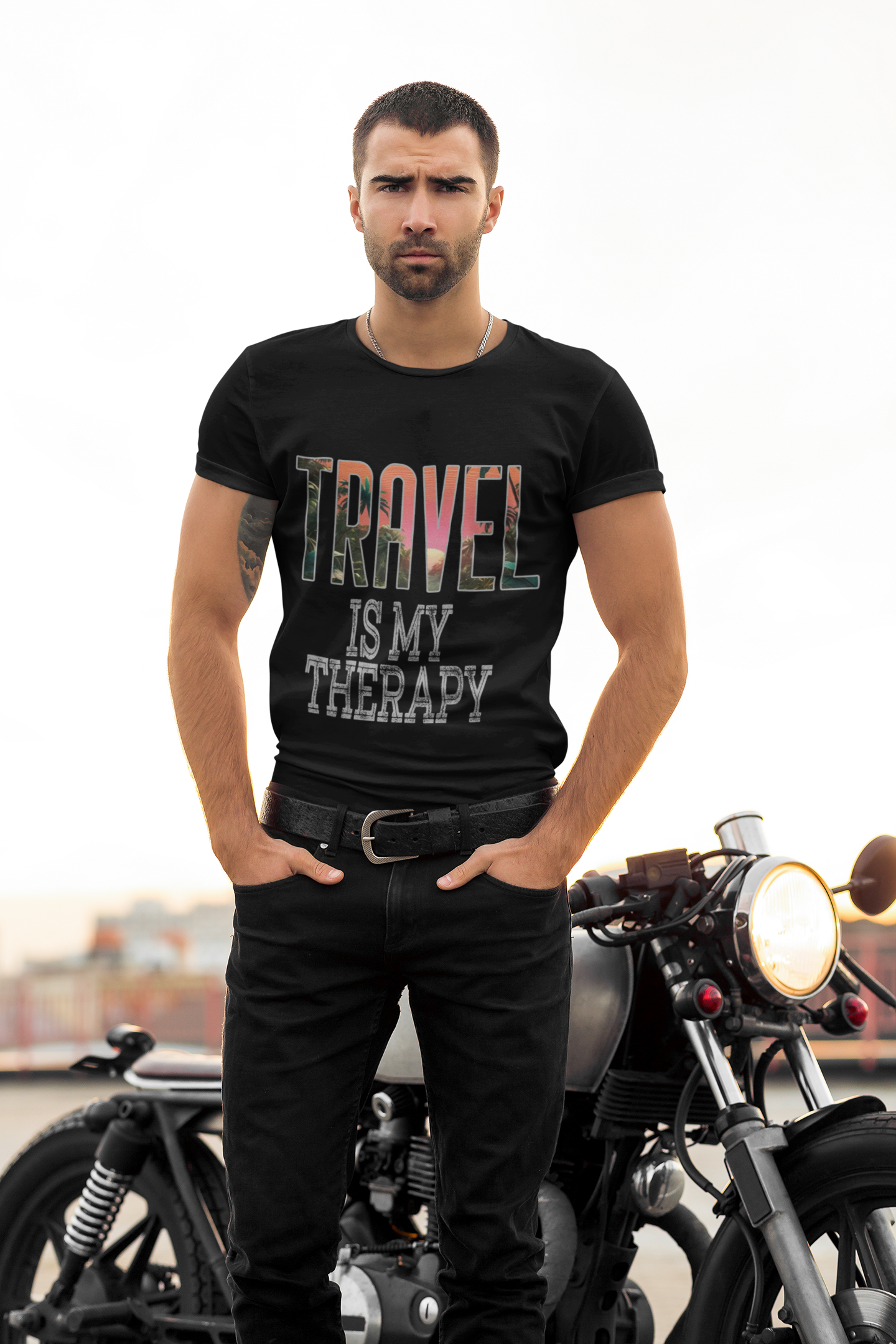 TRAVEL IS MY THERAPY Unisex Classic Crew T-Shirt